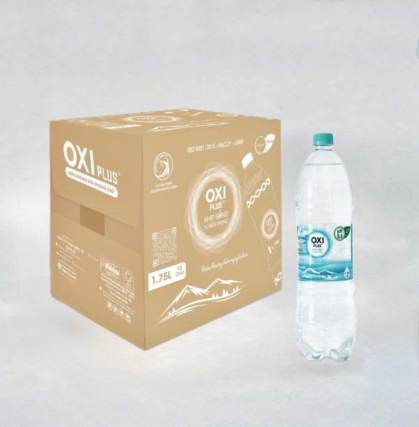 NƯỚC KHOÁNG KIỀM NGUYÊN BẢN OXI PLUS pH 8.0 - 1 lít 75 - Thùng 12 chai