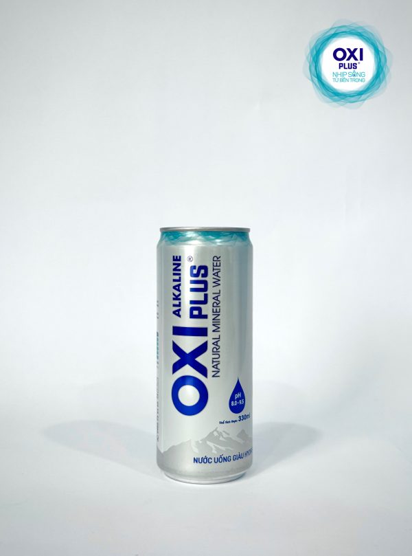 NƯỚC KHOÁNG ION KIỀM NGUYÊN BẢN OXI PLUS pH 9.5 - Lon 330ml - Thùng 24 lon