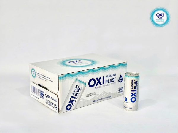NƯỚC KHOÁNG ION KIỀM NGUYÊN BẢN OXI PLUS pH 9.5 - Lon 330ml - Thùng 24 lon